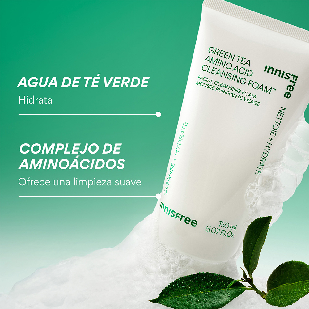 SULFATE-FREE GREEN TEA AMINO ACID CLEANSING FOAM (ESPUMA LIMPIADORA DE T&Eacute; VERDE Y AMINO&Aacute;CIDOS)